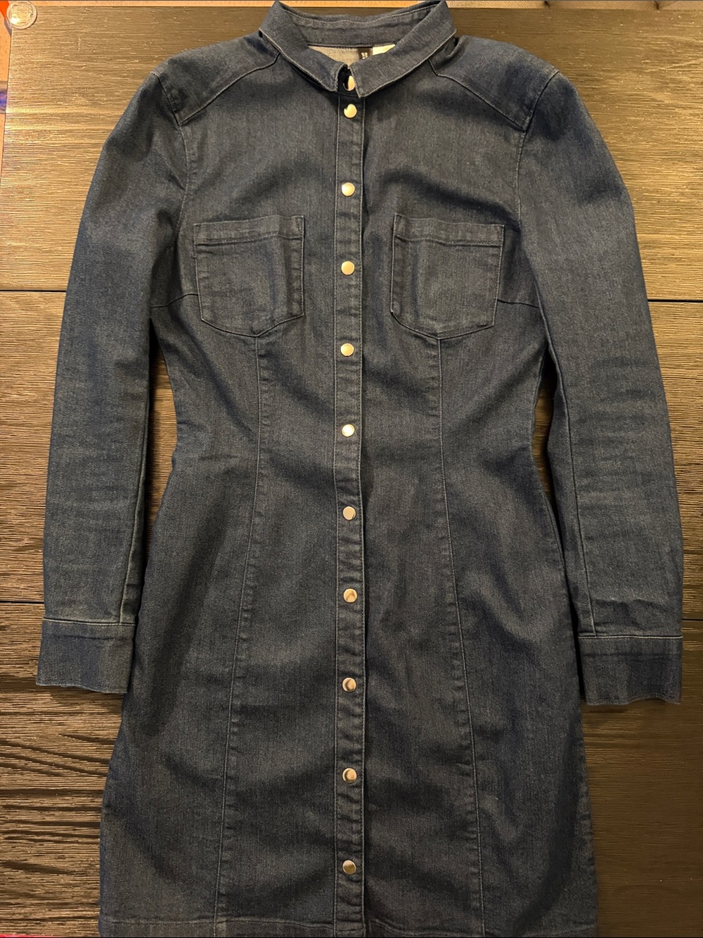H&M Dark Indigo Denim Shirt Dress Jacket - Women's Button-Front